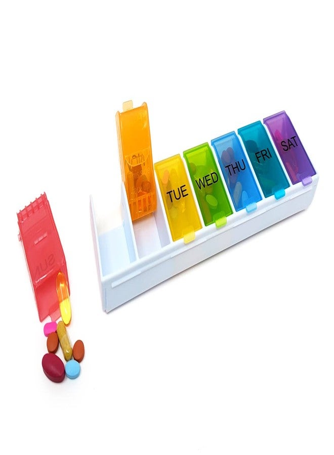 pill thing Weekly Pill Organizer, 7 Day Rainbow Detachable Compartments, Medicine Box for Supplement Vitamin (Weekly - 1 Pack) - Image 1